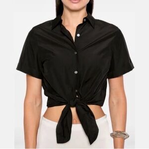Theory Black Short Sleeve Button-Down Shirt